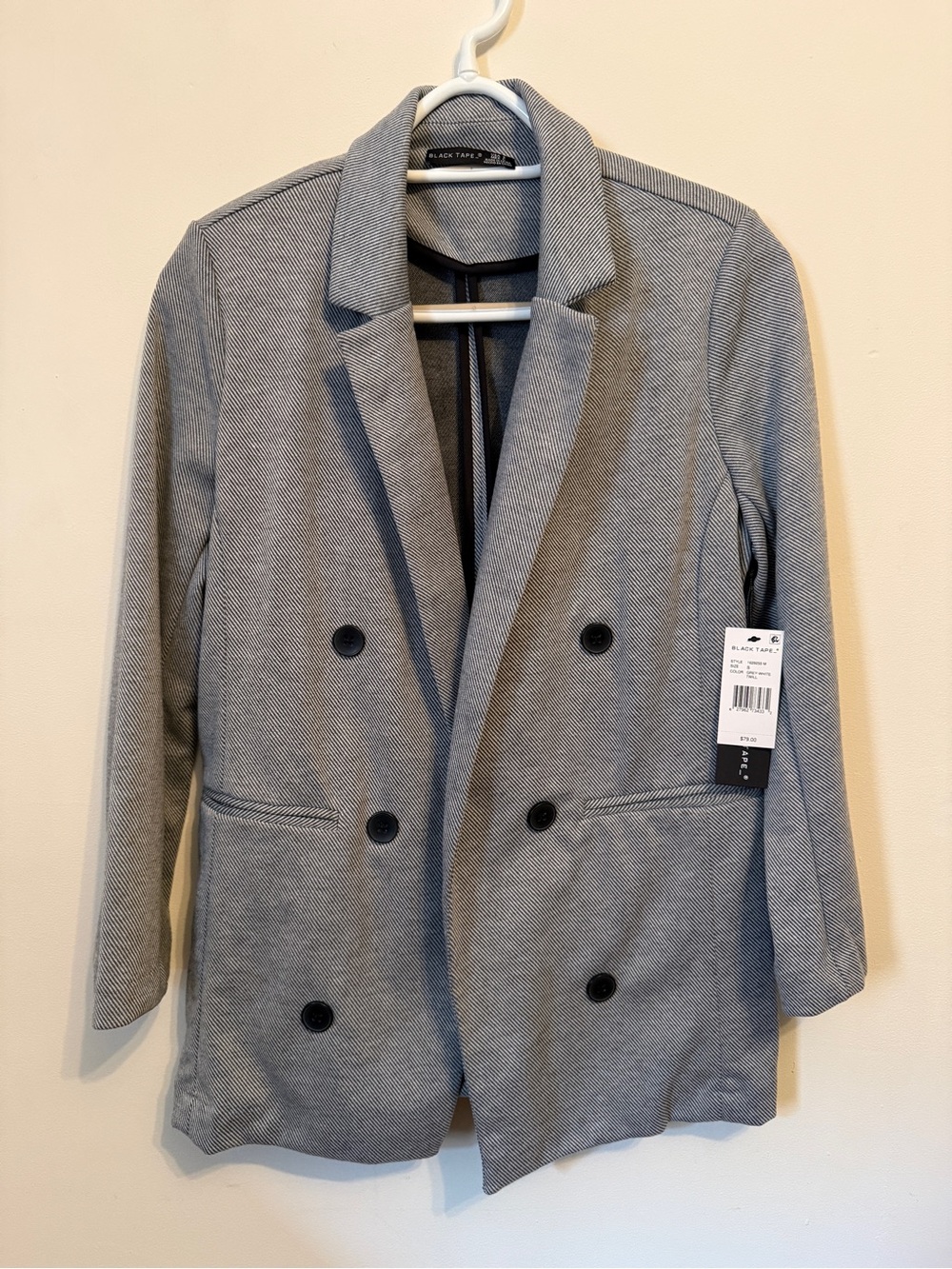 Black Tape_ Light Gray Double-Breasted Women's Blazer NWT